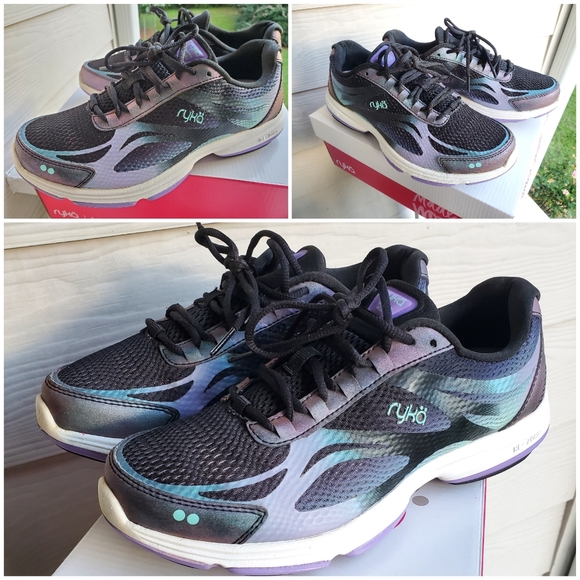 RYKÄ Devo Plus 2 Black/Purple Reflective Walking Sneakers Athletic Tennis Shoes - Picture 3 of 16